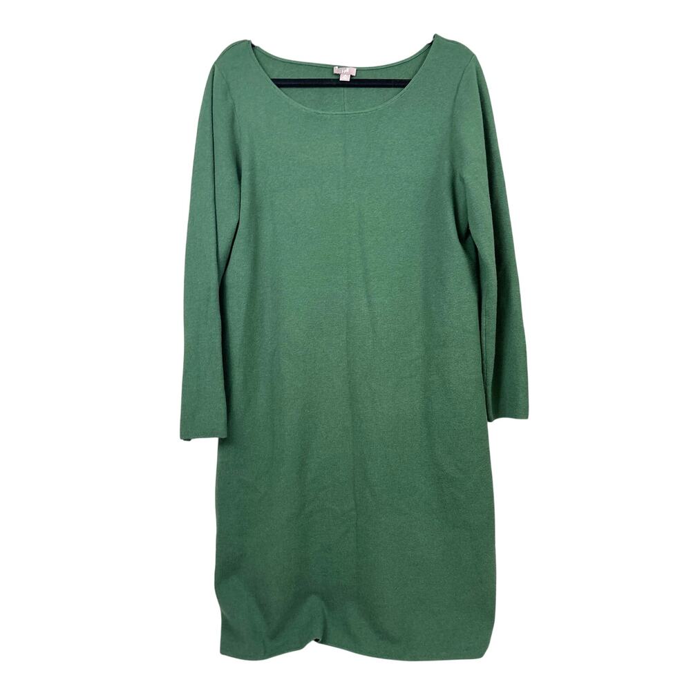 J. Jill Womens M Petite Green Wool Viscose Blend Midi Sweater Dress Cozy Casual